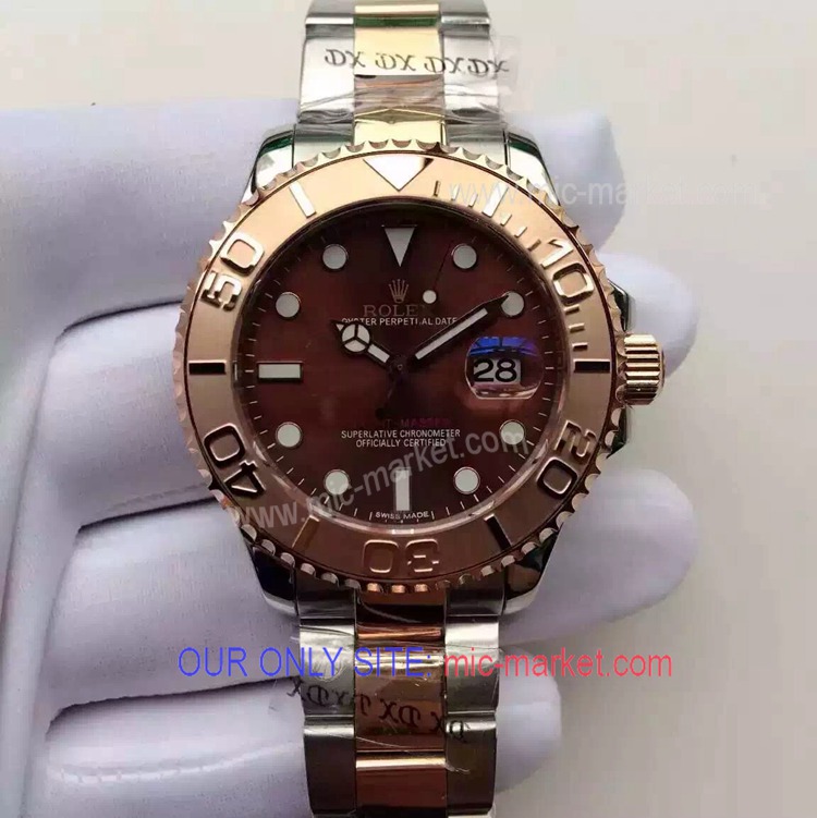 Copy Rolex Yachtmaster Watch 2-Tone Brown Face 40mm Copy Rolex Yachtmaster Watch 2-Tone Brown Face 40mm